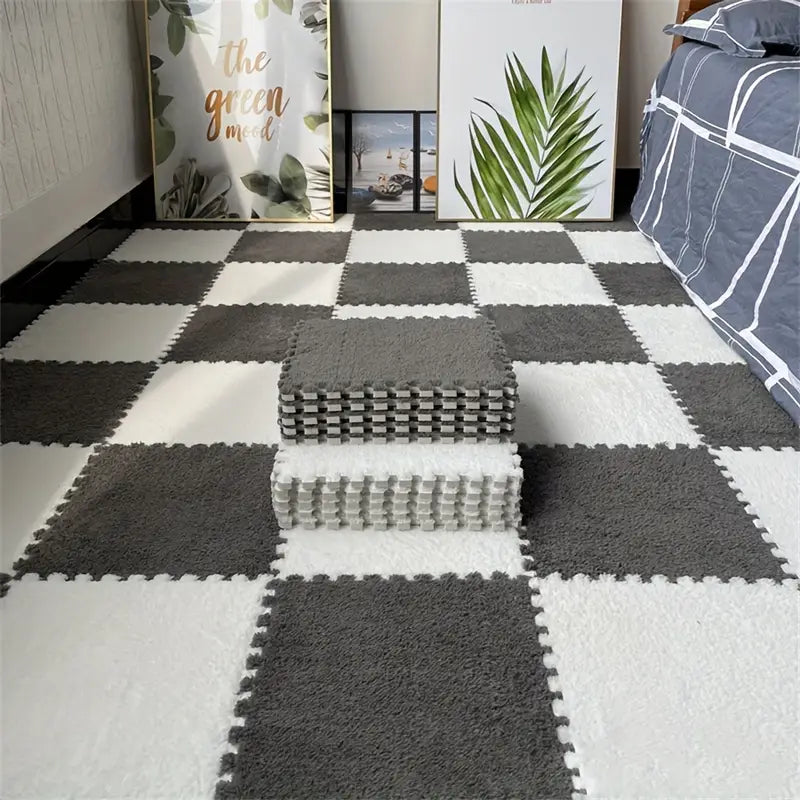 Floor Mats, Hand Washable, Thickened Non-Slip Carpet Tiles